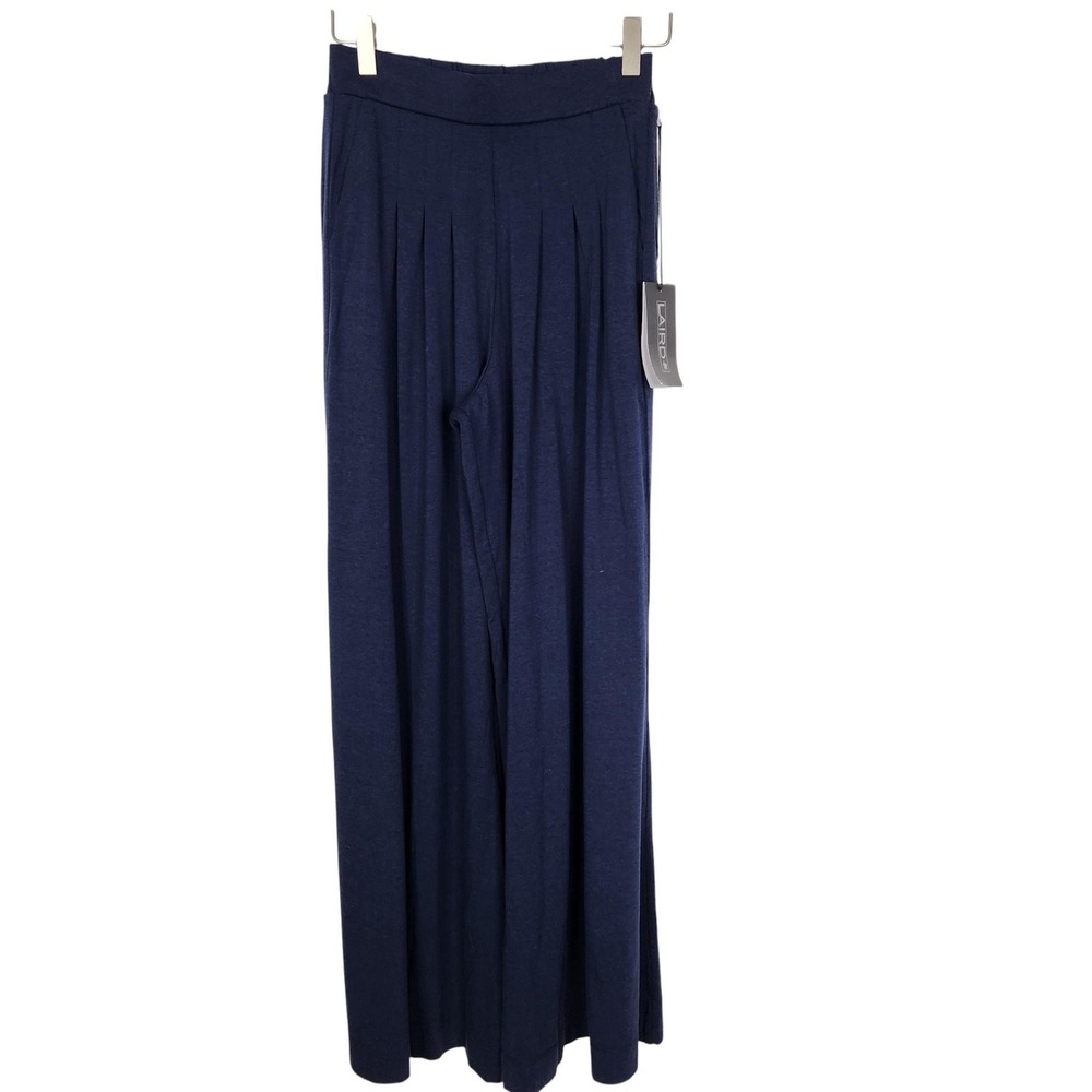 LAIRD Palazzo Pants Womens Small Navy Wide Leg Pull On Stretch‎ Lounge Relaxed